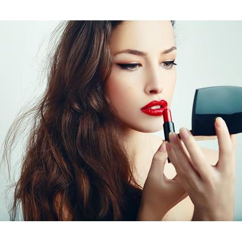 12 Pcs Fashion Compact Cosmetic Mirror, Elegant Compact Purses Makeup Mirror, Small Compact Mirror 2 x 1 Magnification, Square Compact Mirror, Perfect for Purses - Travel, Black