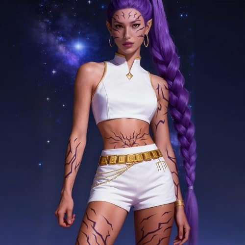Purple Temporary Patterns Tattoo ?Cosplay Tattoos Stickers, Realistic Waterproof Body Art for Cosplay, Christmas, and Party Makeup (8 PCS)