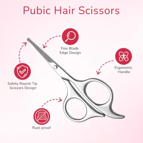 Women's Pubic Hair Scissors - Safe Rounded Tip Personal Grooming Tool