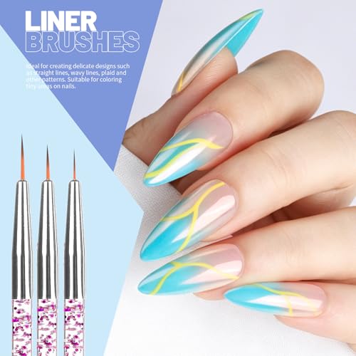 Teenitor Nail Art Tools Set - 23Pcs Brushes, 2 Magnetic Stands, 100 Adhesive Tabs