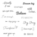 Motivational Temporary Tattoos - Waterproof Inspirational Words Black Mini