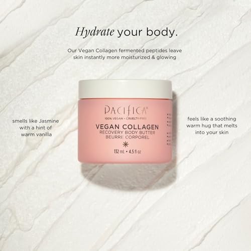 Pacifica Beauty | Vegan Collagen Body Butter | Hydrating, Nourishing, Moisturizer | Long-Lasting Hydration | Cream Lotion for Dry Skin | Light Floral Scent | Paraben Free | Vegan + Cruelty Free