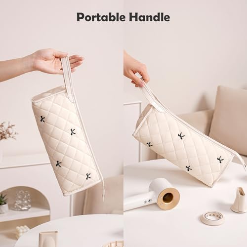 Quilted Hair Dryer Travel Case with Handle – Protective Storage Bag