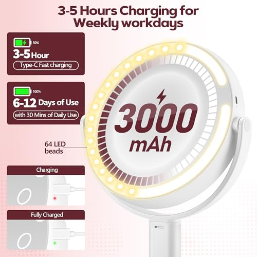 MOMOKUBA Makeup Mirror 30X Magnifying, LED Lighted, Height Adjustable