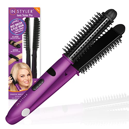 InStyler 4-in-1 Hair Straightener & Hot Brush - Ionic Ceramic Flat Iron