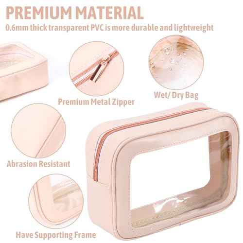 3Pack Clear Toiletry Bag,TSA Approved Travel Makeup Pouch with Zipper for Cosmetics and Toiletries£¬Diaper Bag Organizer Pouch Set£¬Women's Purse Organizer and Clear Car Bag