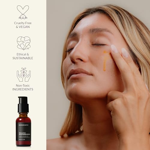 Bambu Earth Bakuchiol Brightening Serum, Retinol Alternative Skin Care (1 Fl Oz) - Organic Ingredients, Rosehip Seed Oil, Buriti Oil, Sea Buckthorn & Antioxidants - Anti Aging Skin Serum for Face