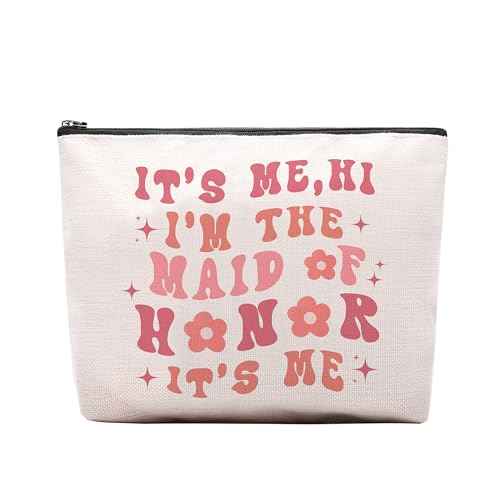 Maid of Honor Gift from Bride, Bridesmaids Proposal Gifts, Bachelorette Party Gift for Maid of Honor, Wedding Gifts for Sister Besties Friends Women Bridesmaid Makeup Cosmetic Bag Travel Pouch