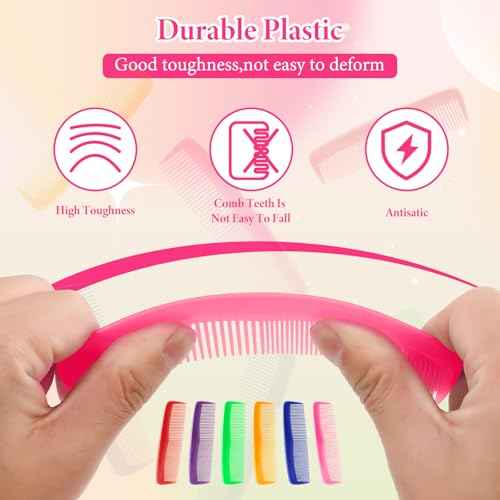 NICEMOVIC 60 Packs Hair Comb Bulk Set, Pocket Travel Hair Combs for Women and Men, Colorful Coarse and Fine Tooth Comb, Individually Wrapped Bulk Comb for Homeless Hotel Shelter Nursing Home Charity
