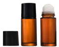 2Pc 50ml Brown Glass Essential Oil Roller Bottles Refillable