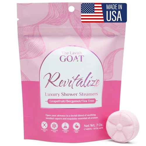 TLG Revitalize Shower Steamers Aromatherapy 7 Pack ? USA Made with Menthol, Grapefruit, Bergamot & Tea Tree Essential Oils ? Long-Lasting Citrus Shower Bombs ? Gift for Men & Women