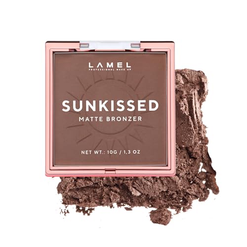 LAMEL Sunkissed Matte Bronzer Face Powder - Non-Shimmer, Long Lasting, Non-Greasy Bronzing Organic Makeup Formula - Matte Finish - Natural Tan Skin - N. 402-0.35oz.