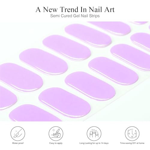 Nelikoo Semi Cured Gel Nail Strips, 20 pcs Gel Nail Stikers, Gel Nail Wraps Semi Cured, Salon-Quality, 2 Weeks Long Lasting