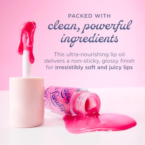 Lanolips Hydrating Lip Oil Duo Gift Set - Plumping Lip Gloss in Honey & Raspberry - Infused with Lanolin Oil, Hyaluronic Acid & Vitamin E - Non-Sticky, Glossy Finish (2 Pieces)