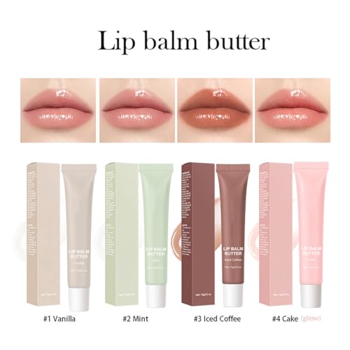 4PCS Glossy Butter Lip Balm Set,Hydration Lip Gloss,Conditioning Lip Mask and Instant Moisture Tinted Lip Balm, Long Lasting Hydrating Softens Dry Lips Care Oil,Christmas Makeup Gift for Women