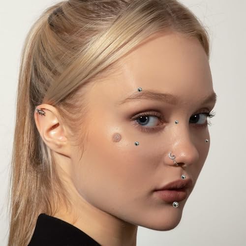 Face Gems Fake Piercings Stickers - 9 Sheets, 4 Sizes