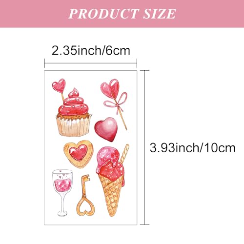 Valentine's Watercolor Temporary Tattoos - 12 Sheets