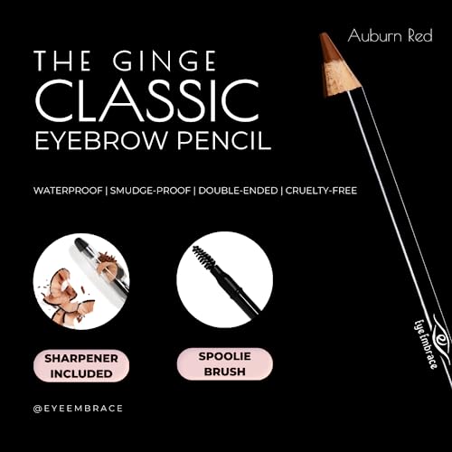 Auburn Red Eyebrow Pencil - Waterproof Wooden Pencil with Spoolie Brush