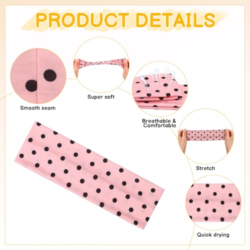 10 Pcs Polka Dot Headbands for Women - Comfortable Elastic Hairbands