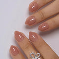 CurvLife Extra Short Almond Press On Nails - Peach Nude Pink, Soft Gel, A1 Variation