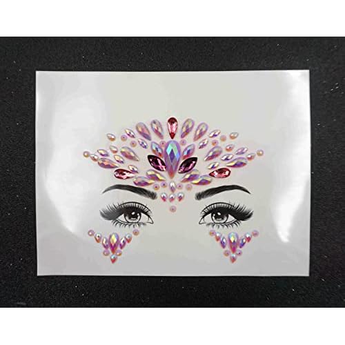 Topz pink face jewels festival Rhinestone stickerfor women halloween makeup mermaid purple face gems stick on festival rave cute Face gem temporary tattoos for edm music festival (S056)