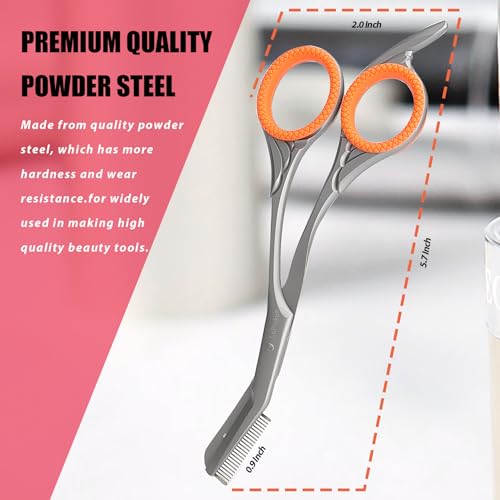 Eyebrow Scissors with Comb - Powder Steel Trimmer