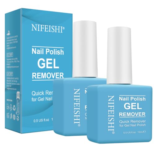 NIFEISHI Gel Nail Polish Remover - Quick 3-5 Min Bursting Remover (2 Pack, 15ml)