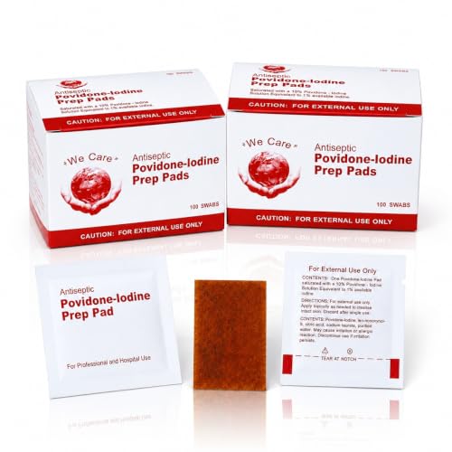 200 Pack Povidone Iodine Prep Pads - 10% Solution Individually Wrapped