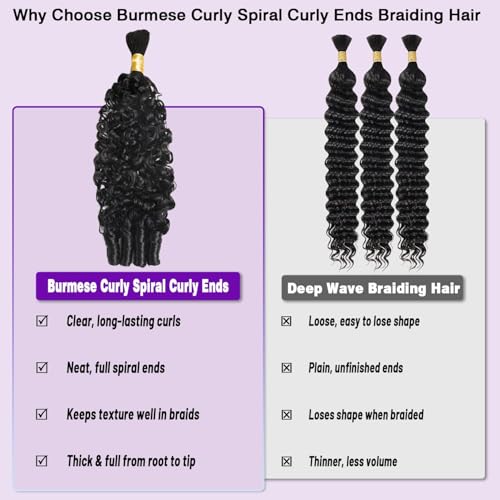 Omiliyah 15A Virgin Burmese Curly Braiding Hair - 2 Bundles Water Wave