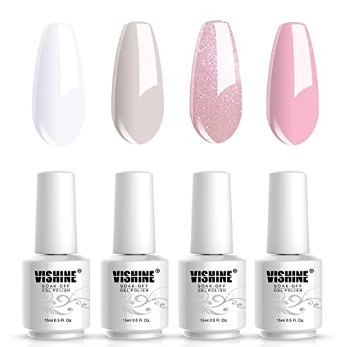 Vishine Nail Art UV LED Lamp Gel Polish Long-lasting Manicure Kit 4 Colors Set C183