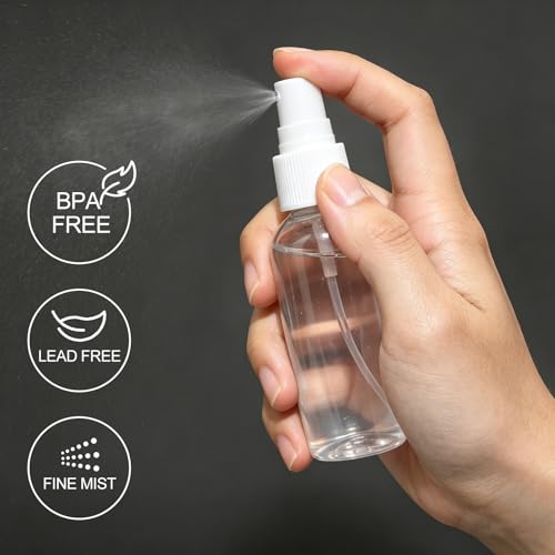 QVYQVY 4 Pack 2oz Amber Spray Bottles with Funnels – Clear, Leak-Proof Caps