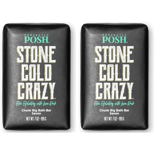 Perfectly Posh - Stone Cold Crazy Big Bath Bar Soap - Refreshing and Nourishing Soap with Energizing Scent - for Energizing Bath Time - 7oz (Pack of 2)