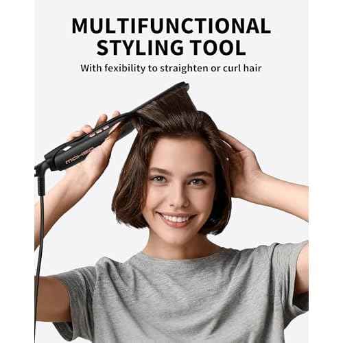 Small Flat Irons for Short Hair, 3/10'' Pencil Flat Iron, Pixie Cut and Bangs, Mini Hair Straightener with LED Display, Tiny Hair Straightener with Temperature Adjustable, Auto Shut Off