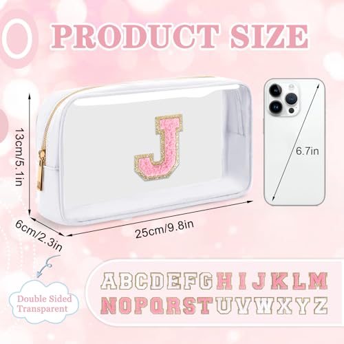 Personalized Initial Clear Makeup Bag | Chenille Letter Design