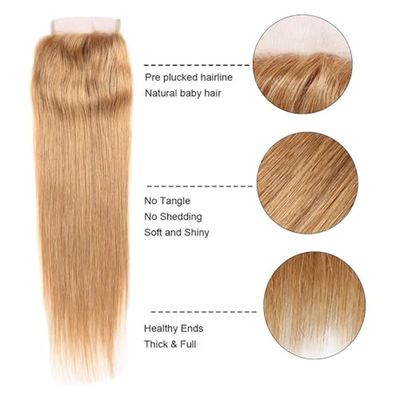 #27 Blonde 4x4 Lace Closure 26" HD Transparent Swiss Lace