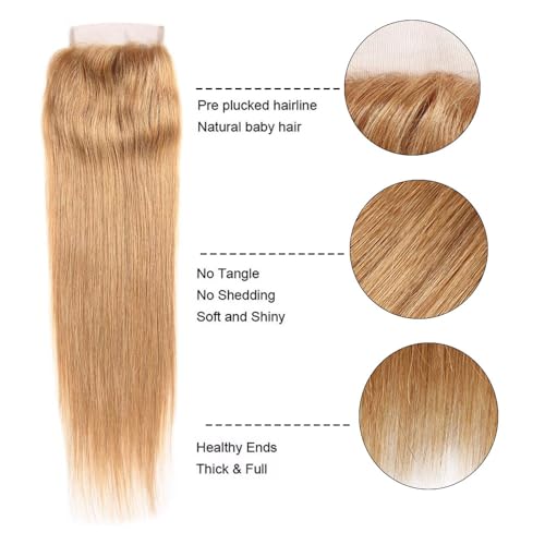 20 Inch Blonde Lace Closure - 4X4 HD Transparent Human Hair