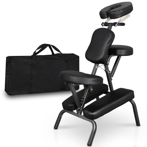 HomGarden Portable Foldable Massage Chair with Adjustable Face Cradle Black