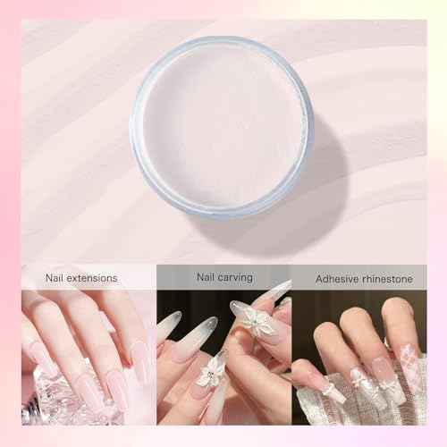 Acrylic Powder for Nail 56g: 2oz Petal Pink Acrylic Powder Large Capacity Professional for 3D Art Carving French Extension - DIY Nail Carving Long-Lasting No Needed Lamp