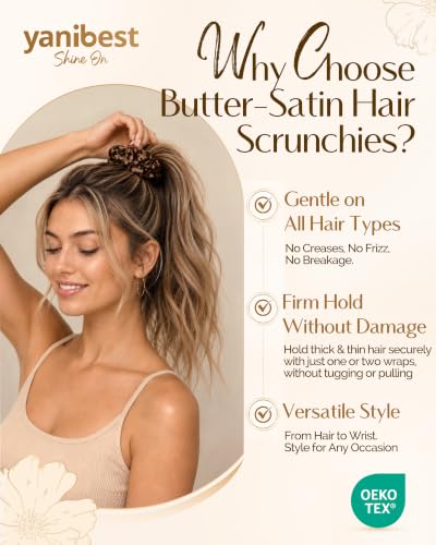 Yanibest 8pc Satin Scrunchies – No Crease Hair Ties for All Hair