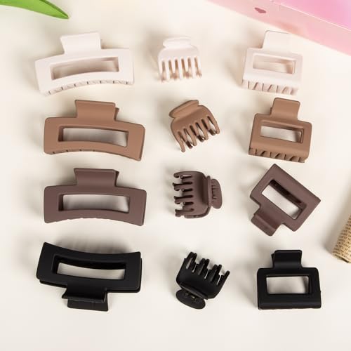 12 Claw Hair Clips Set - Small Medium Large for All Hair Types