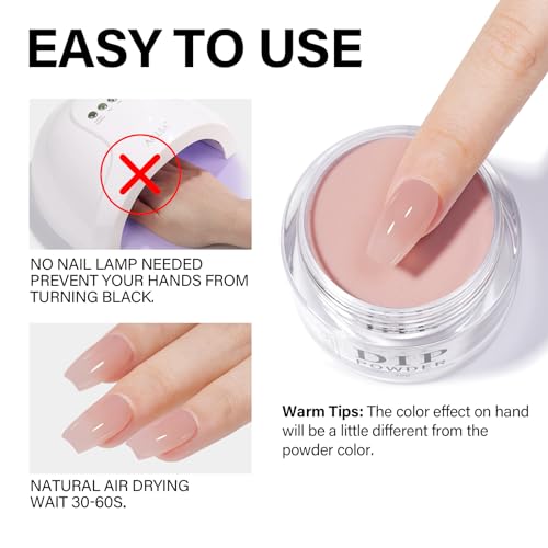 AILLSA Translucent Jelly Dip Powder - Salmon Pink Nude DIY Nail Powder (30g)