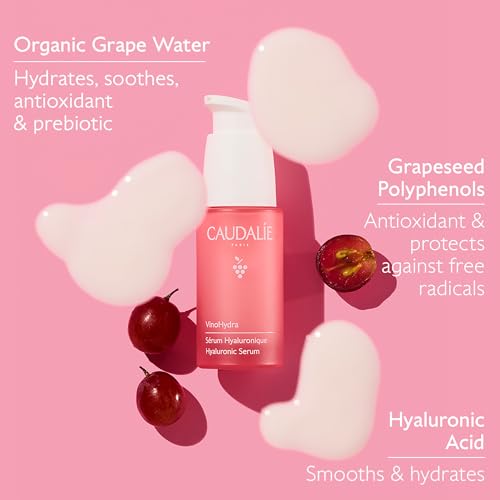 Caudalie VinoHydra Hyaluronic Acid Serum, Hydrating, Soothing, Dermatologically Tested & Vegan - 30 mL