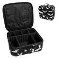 9CH Goth Makeup Organizer Bag, Halloween Makeup Bags Large Cosmetic Bag with Adjustable Dividers Portable Bat Cosmetic Case for Make up Brushes Toiletry Jewelry£¨Black Bats£©