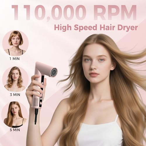 Atopskins 8-in-1 Foldable Multi-Styler Hair Dryer & Curling Set, Dual Voltage