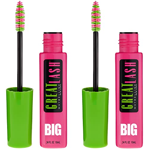 Maybelline Great Lash BIG Washable Mascara, Very Black, 2 Count