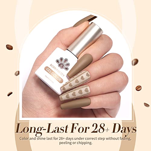 Born Pretty Nude Brown Gel Nail Polish Set - 6 Pcs Fall Winter Neutral Kit