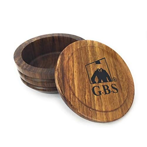 G.B.S GENTS Wooden Shaving Bowl with Lid ? 3.5" Diameter | Classic Shaving Mug for Lathering Creams & Soaps | Elegant Beard Shaving Accessory for Men ? Durable, Natural Wood Design