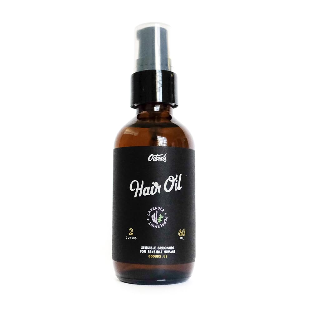 O'Douds Hair Oil - Moisturizes & Heals Dry, Frizzy & Damaged Hair and Scalp - Lightweight & Non-Greasy - Plant-Based - Lavender & Peppermint Scent 2 oz.