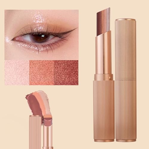 Orange 3-Color Gradient Eyeshadow Stick Waterproof Matte Shimmer Long-Lasting