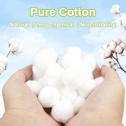 200 Large Organic Cotton Balls for Nail Polish Removal & Makeup